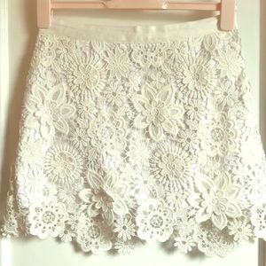 Topshop White Crochet Lace Mini Skirt